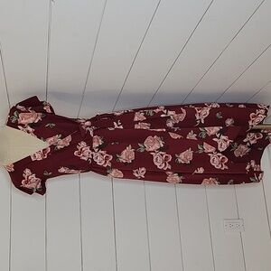 Scobe small maxi faux wrap floral dress burgundy